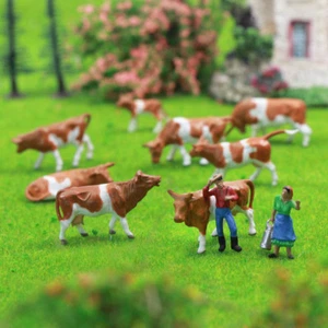 36PCS HO Scale 1:87 Well Painted Farm Animals Brown Cows and Figures AN8705CN - Picture 1 of 7