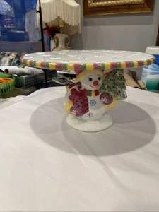 CHRISTOPHER RADKO HOLIDAY TRADITIONS SCHNEEMANN KUCHENTELLER MIT FUSS - Bild 1 von 7