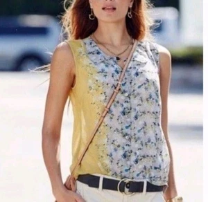 Cabi Ocean Breeze Summer Collection 50/50 Sheer Collared Button up Sleeveless M - Picture 1 of 4