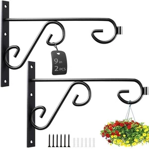 Plant Hanger 9in 2Pack Metal Bracket Hooks for Wall Hanging Lanterns, Bird Fe... - Picture 1 of 6