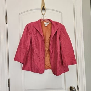 Coldwater Creek Damen künstlerischer Seidenkragen offen kastig rosa Blazer Jacke Gr. Med. - Bild 1 von 8