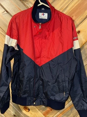 Rare Vintage Descente Thermal Color Block Red White Blue Full Zip Jacket - Image 1 of 4