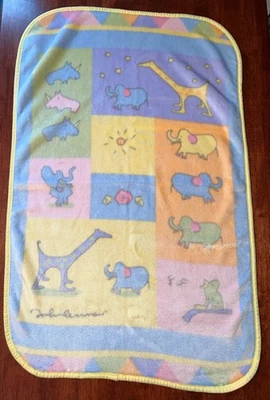 Vintage Carter's John Lennon "Real Love" Plush Soft Fleece Baby Blanket Animals - Image 1 of 2