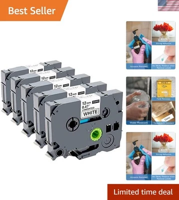 Cinta de repuesto impermeable 12 mm TZe-231 para etiquetadoras Brother - Paquete de 5 Foto 1 de 4