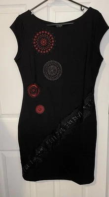 DESIGUAL женщин жилет Briana платье размер L черный вышитый геометрический   - Изображение 1 из 3