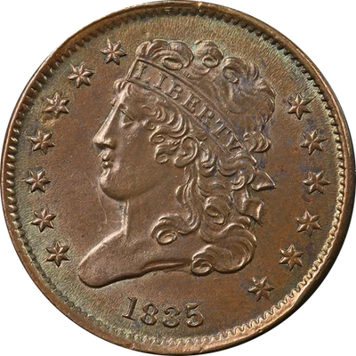 1835 Half Cent Choice BU+ Superb Eye Appeal Strong Strike - Image 1 of 2