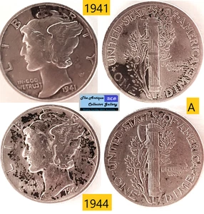 Moneda de diez centavos de mercurio de plata de la Segunda Guerra Mundial de la Casa de la Moneda de Filadelfia de los Estados Unidos de colección 🪙Como se muestra🪙A - Imagen 1 de 6