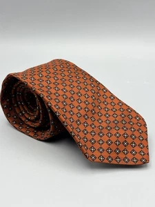 Brooks Brothers Silk Tie Burnt Orange Rust Brown Geometric Pattern Fall Autumn - Picture 1 of 8