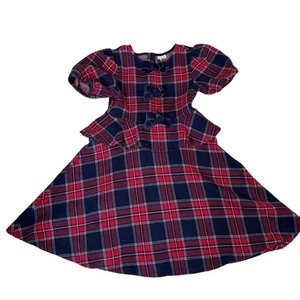 Janie and Jack Girls Size 12 Red Plaid Holiday Christmas Dress Bows Full Skirt - Picture 1 of 12