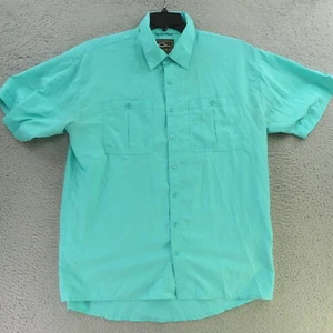 Drake Shirt Mens Medium Green Checked Vented Short Sleeve Fishing Hiking - Picture 1 of 9