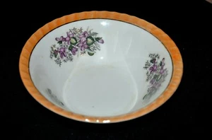 Vintage Lustreware Bowl Violets Gold Yamatsu   Japan  7 inches - Picture 1 of 7