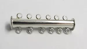 2 Slide Clasp 6 strand Brass Slide Lock Clasp Multi Strand Clasp Silver Plated - Picture 1 of 4