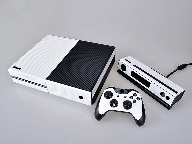 White Carbon Fiber Cover Skin Sticker for Xbox One & Kinect & 2 controller skins - Image 1 of 1