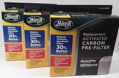Pré-filtro de carbono de substituição Hunter 30901 3 caixas novo na caixa QuietFlo HEPAtech - Imagem 1 de 3