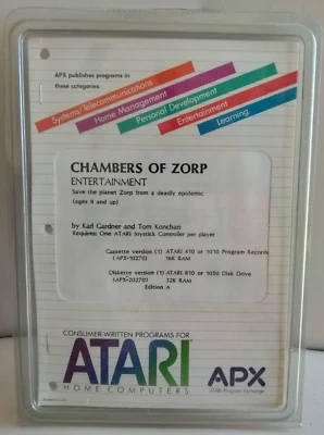 Chambers of Zorp; Atari 400/800/XL/XE; Disk w/manual APX-20270; Plastic cover - Image 1 of 2