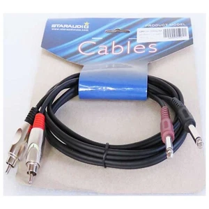 6ft 2-1/4in (6.3mm) Mono Male to 2-RCA Male Audio Cable for PA Speaker DJ System - Picture 1 of 14