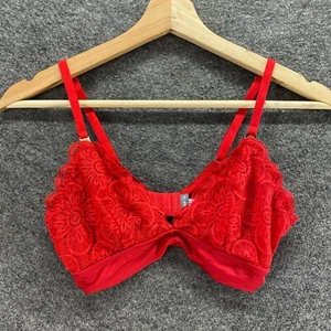 Aerie Bralette Bra Women S Small Red Floral Lace Wireless Opaque Lined Hook&Eye - Picture 1 of 4