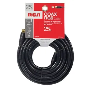 6 each RCAVH625R - RCA VH625R RG6 Coaxial Cable (25ft; Black) - Picture 1 of 3