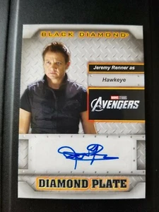 2021 Upper Deck Marvel Black Diamond Plate Autograph Jeremy Renner as Hawkeye - Picture 1 of 3