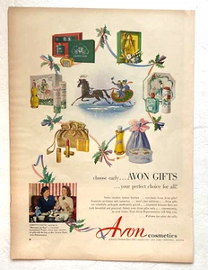 Avon Vintage Print Ad 1952 Cosmetics Loretta Young Horse Sleigh 10.5x14 In - Picture 1 of 1