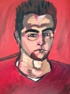 Rotes Portrait eines Mannes Acryl auf Leinwand zeitgenössisches Original Gemälde 20x24 - Bild 1 von 10