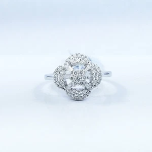 0.37 tcw Round Diamonds and Baguettes Rose Ring in 18k White Gold - Picture 1 of 5