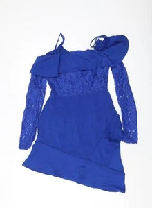 NaaNaa Womens Blue Polyester Mini Size 8 Square Neck Pullover - Picture 1 of 10