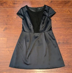 Kensie Women 12 Black Satin Slight Stretch Back Zip A-Line Cocktail Party Dress - Picture 1 of 16