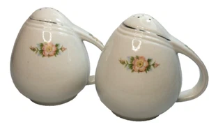 Vintage HALL China Rose Salt & Pepper Shaker Set 4.5'' - Picture 1 of 6