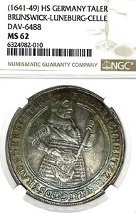 German States Brunswick-Luneburg ND Taler Coin Thaler NGC MS62 F.STG/STG UNC TOP - Picture 1 of 3