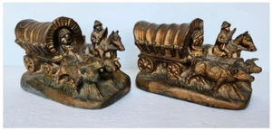 Sujetalibros vintage cubiertos para vagón y buey; metal fundido bronce (Dodge; años 30-40) - Imagen 1 de 6