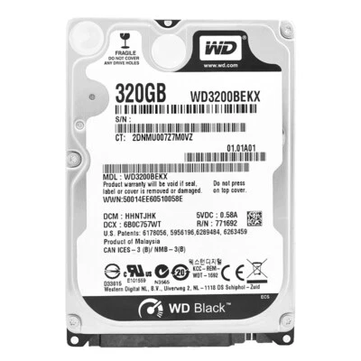 Disco Rigido WD 320GB WD3200BEKX 16MB Cache 7200 RPM SATA III 2,5'' Pollici Nero - Immagine 1 di 4