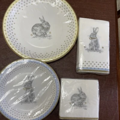 Spode Paper DINNER SIDE PLATES GUEST BEV NAPKINS Rabbit Meadow Lane LOT 104 pc - Image 1 of 4
