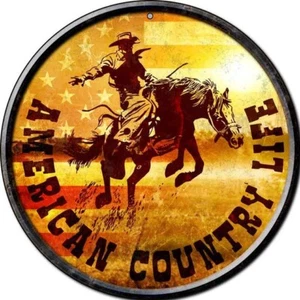 American Country Life Novelty Round Circular Metal Sign 8" Home Garage Wall - Picture 1 of 1