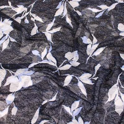 Midnight Floral Lightweight Soft Navy Blue Stretch Lace Dressmaking Women Fabric - Image 1 of 4