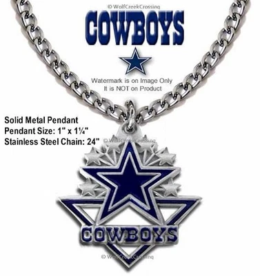 DALLAS COWBOYS NECKLACE 24" Stainless Steel Chain NFL Football Female Male Hot!' - Image 1 of 4