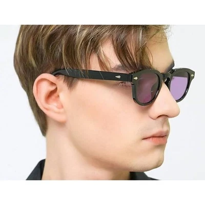 Gafas de sol redondas lentes púrpuras estilo Tony Stark para hombre moda gafas lentes gafas Foto 1 de 4