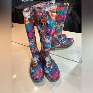 Coach Poppy Signature wasserdichte hohe Regenstiefel Größe 6 - Bild 1 von 6