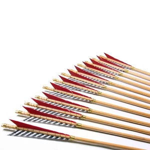 Archery Wooden English Longbow Arrows Practice Targeting Arrow 5.8" Turkey Fe... - Picture 1 of 9