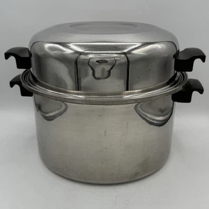 VTG 70’s Deluxe Permanent Stainless Steel 8 Qt. Stock Pot W/Dome Lid 5 Ply USA - Picture 1 of 14