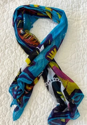 Steven Hein Australia Años 90 Sarong Envolvente Chal Bufanda Arrecife Tropical Bajo el Agua 39x71 Foto 1 de 4