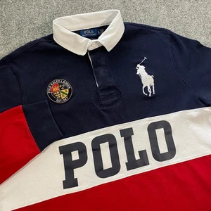 Polo Ralph Lauren Cookie Patch Big Pony Rugby Polo Shirt Mens XL Custom Slim Fit - Picture 1 of 20