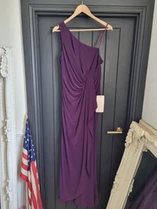 Adriana Papell Purple One Shoulder Ball Gown Maxi Dress Size UK 12 RRP £210 - Picture 1 of 21