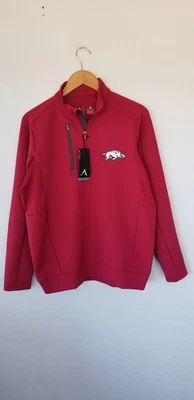 Antigua Nwt  Sweater Mens Medium Arkansas Razorbacks 1/4 Zip Outdoor 104366 - Image 1 of 4