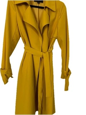 Classic Yellow Tie Trench Coat Small Colorful Dopamine Easy Care Raincoat 90’s - Image 1 of 4