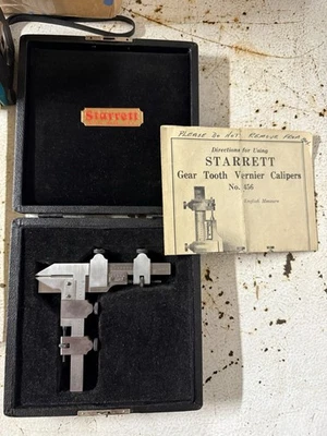 Starrett Gear Tooth Vernier Slide Caliper NO: 456-A Box Manual 20-2 DP - Image 1 of 4