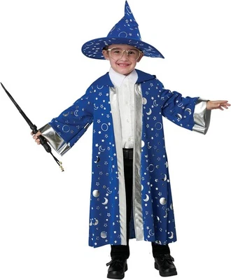 Lindo disfraz elegante de Halloween para niño mago azul brujo niño Foto 1 de 3