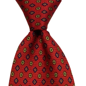 BIELLA G. VASTA Herrenkrawatte 100 % Seide ITALIEN Designer Geometrisch Rot-Multi EUC - Bild 1 von 3