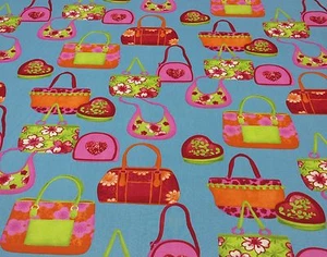 COVINGTON CABAS TURQUOISE PURSE HANDBAG JUVENILE CUSHION FABRIC BY THE YARD 54"W - Picture 1 of 5