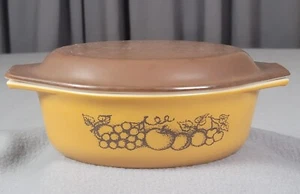 Vtg Pyrex Corning Fruit Orchard 1½ QT Oval Casserole Dish #43 with Lid 943 C37 - Picture 1 of 14